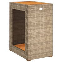 Tuinbijzettafel met houten blad 60x40x75 cm poly rattan beige 7
