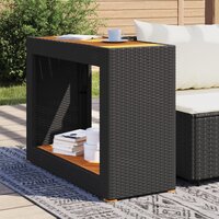 Tuinbijzettafel met houten blad 100x40x75 cm poly rattan zwart 3