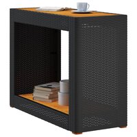 Tuinbijzettafel met houten blad 100x40x75 cm poly rattan zwart 4