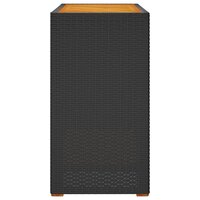 Tuinbijzettafel met houten blad 100x40x75 cm poly rattan zwart 5