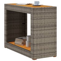 Tuinbijzettafel met houten blad 100x40x75 cm poly rattan grijs 4
