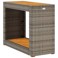 Tuinbijzettafel met houten blad 100x40x75 cm poly rattan grijs 7