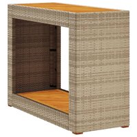 Tuinbijzettafel met houten blad 100x40x75 cm poly rattan beige 2