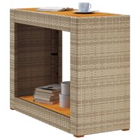 Tuinbijzettafel met houten blad 100x40x75 cm poly rattan beige 4