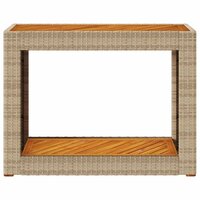 Tuinbijzettafel met houten blad 100x40x75 cm poly rattan beige 6