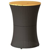 Tuinbijzettafel trommelvormig poly rattan en massief hout zwart 2