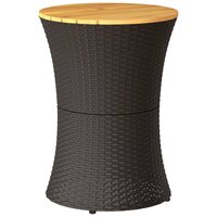 Tuinbijzettafel trommelvormig poly rattan en massief hout zwart 6