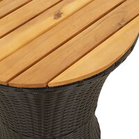 Tuinbijzettafel trommelvormig poly rattan en massief hout zwart 8