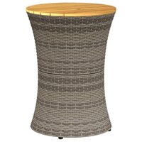 Tuinbijzettafel trommelvormig poly rattan en massief hout grijs 2
