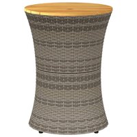Tuinbijzettafel trommelvormig poly rattan en massief hout grijs 4