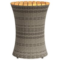 Tuinbijzettafel trommelvormig poly rattan en massief hout grijs 5