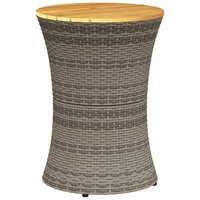 Tuinbijzettafel trommelvormig poly rattan en massief hout grijs 6