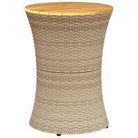 Tuinbijzettafel trommelvormig poly rattan en massief hout beige 6