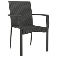 Tuinstoelen 2 st met kussens poly rattan zwart 4