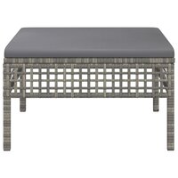 Tuinvoetenbank met kussen poly rattan grijs 3