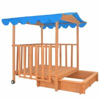 Kinderspeelhuis met zandbak UV50 vurenhout blauw 6