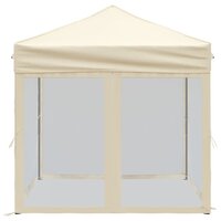 Partytent inklapbaar met zijwanden 2x2 m cr&egrave;mekleurig 4