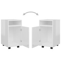 Bijzetkast met wielen 33x38x60 cm bewerkt hout hoogglans wit 7