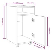 Bijzetkast met wielen 33x38x60 cm bewerkt hout grijs sonoma 8