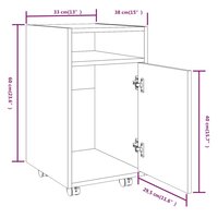 Bijzetkast met wielen 33x38x60 cm bewerkt hout bruineikenkleur 8