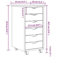 Ladekast MOSS verrijdbaar massief grenenhout honingbruin 9