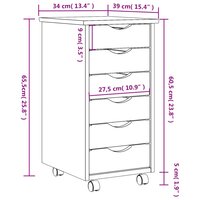 Ladekast MOSS verrijdbaar massief grenenhout wit 9