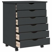 Ladekast MOSS verrijdbaar massief grenenhout grijs 3