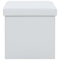 Opbergkrukken inklapbaar 2 st kunstleer wit 5