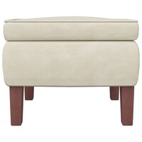 Kruk met houten poten fluweel cr&egrave;mekleurig 3