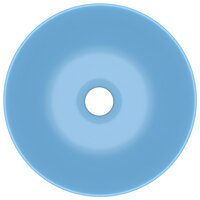 Wastafel rond keramiek lichtblauw 4