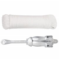 Anker met touw inklapbaar 4 kg smeedijzer zilverkleurig 2