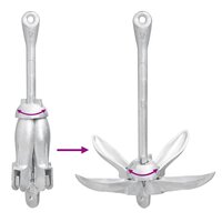 Anker met touw inklapbaar 6 kg smeedijzer zilverkleurig 10