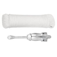 Anker met touw inklapbaar 2,5 kg smeedijzer zilverkleurig 2