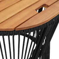 Tuinbijzettafels 2 st met houten blad poly rattan zwart 8