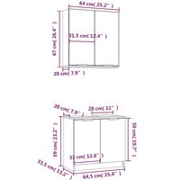 2-delige Badkamermeubelset bewerkt hout grijs sonoma eikenkleur 7