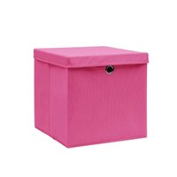 Opbergboxen met deksel 10 st 28x28x28 cm roze 2