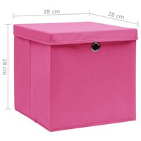 Opbergboxen met deksel 10 st 28x28x28 cm roze 7