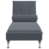 Massage chaise longue met bolster fluweel donkergrijs 4