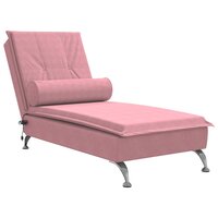 Massage chaise longue met bolster fluweel roze 2