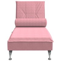 Massage chaise longue met bolster fluweel roze 4