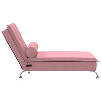 Massage chaise longue met bolster fluweel roze 5