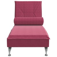 Massage chaise longue met bolster fluweel wijnrood 4
