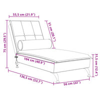 Massage chaise longue met bolster fluweel wijnrood 10