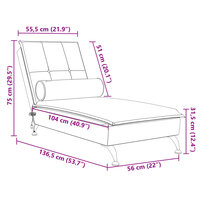 Massage chaise longue met bolster fluweel zwart 10