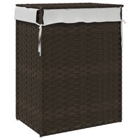 Wasmand met deksel 46x33x60 cm poly rattan donkerbruin 6
