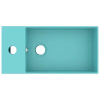 Wastafel met overloop keramiek lichtgroen 3