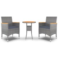 3-delige Tuinset poly rattan grijs 2