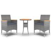 3-delige Tuinset poly rattan grijs 2