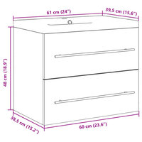 2-delige Badkamermeubelset bewerkt hout betongrijs 11