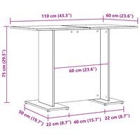 Eettafel 110x60x75 cm bewerkt hout oud houtkleurig 10